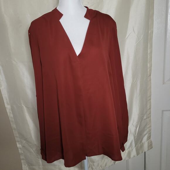 Jennifer Lopez V-Neck Blouse - Burgundy - Women's 2XL - Picture 1 of 12